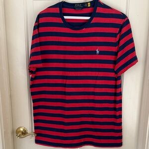 Polo by Ralph Lauren Men's Navy and Red Striped Tee
